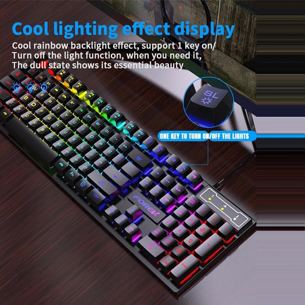 104 Keys Wired Keyboard RGB Colorful Gaming Keyboard Mechanical Feel keyboard
