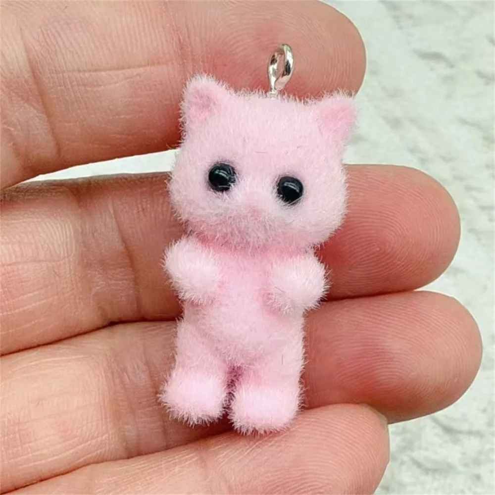 Kawaii 3D Fluffy Flocking Resin Cat Charms (Set of 4) - Image 5