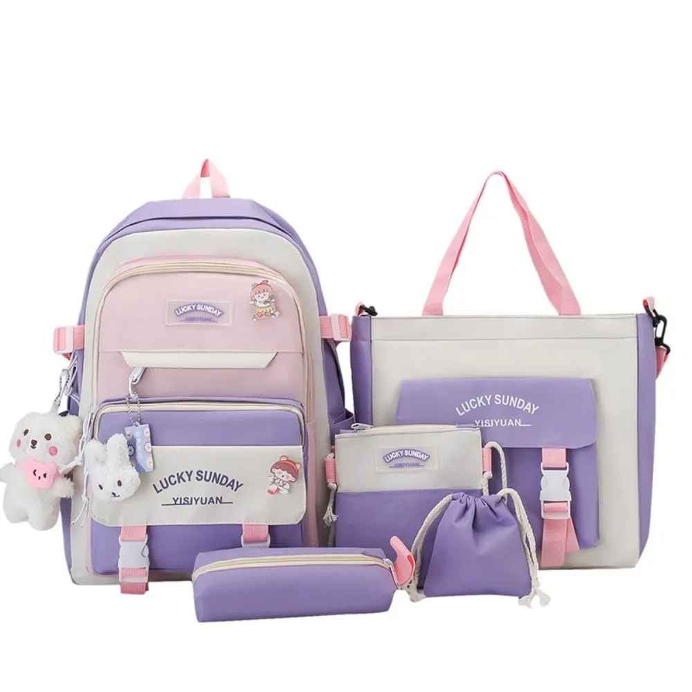 5-Piece Large Capacity Backpack Set with Matching - Image 2