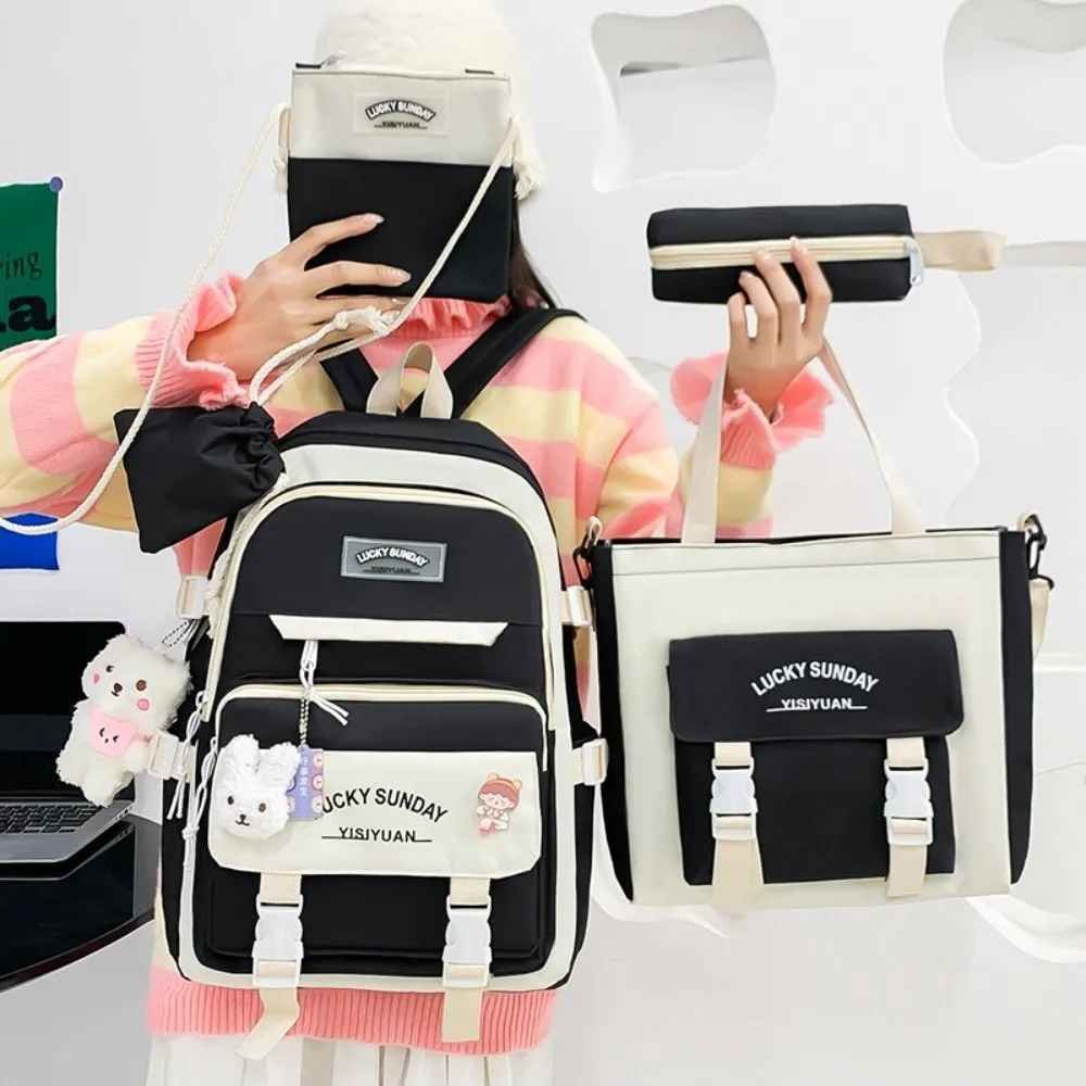 5-Piece Large Capacity Backpack Set with Matching - Image 3