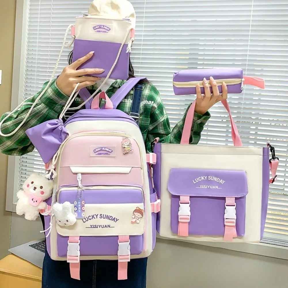 5-Piece Large Capacity Backpack Set with Matching - Image 5