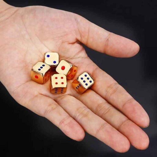 Close-up of metal dice texture