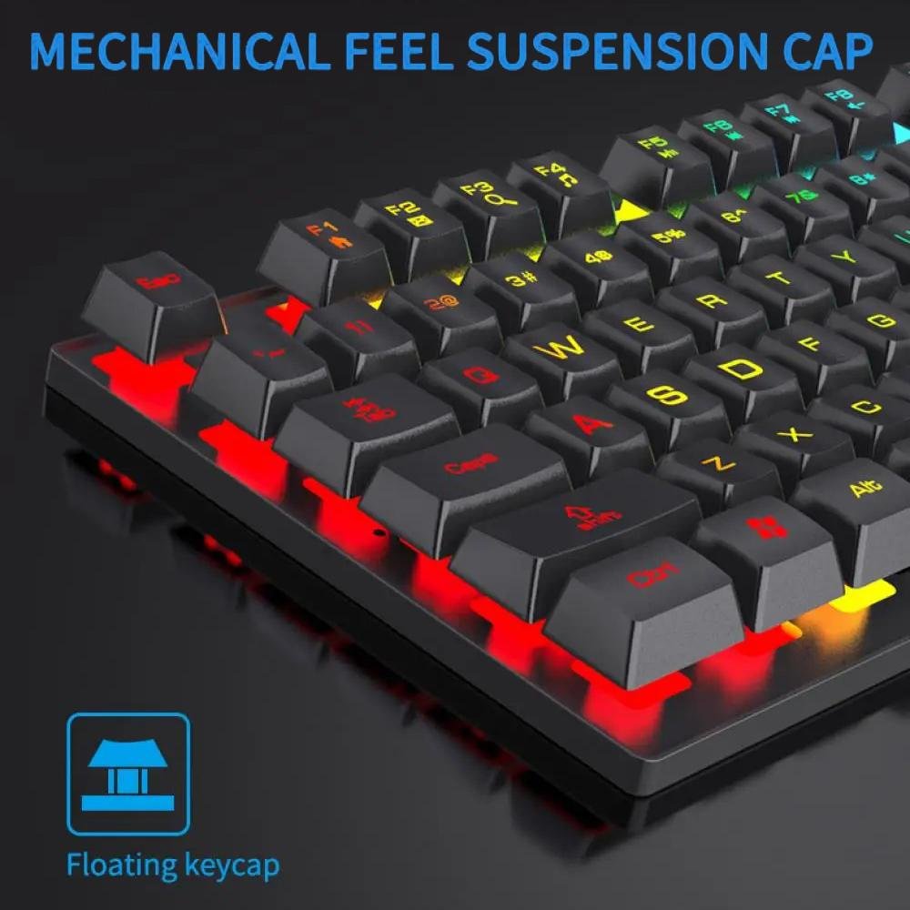 104 Keys Wired Keyboard RGB Colorful Gaming Keyboard Mechanical Feel keyboard - Image 7