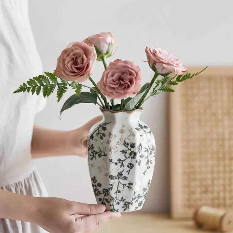 Ice Cracked Ceramic Vase in Antique Blue | 53 Sold