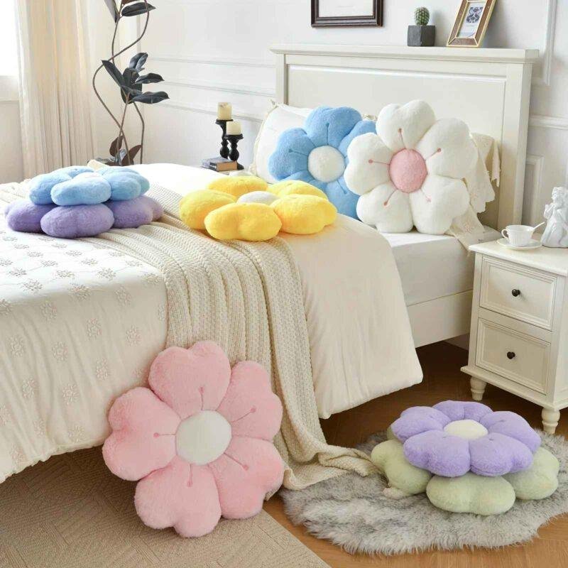 Soft Plush Daisy Flower Throw Pillow