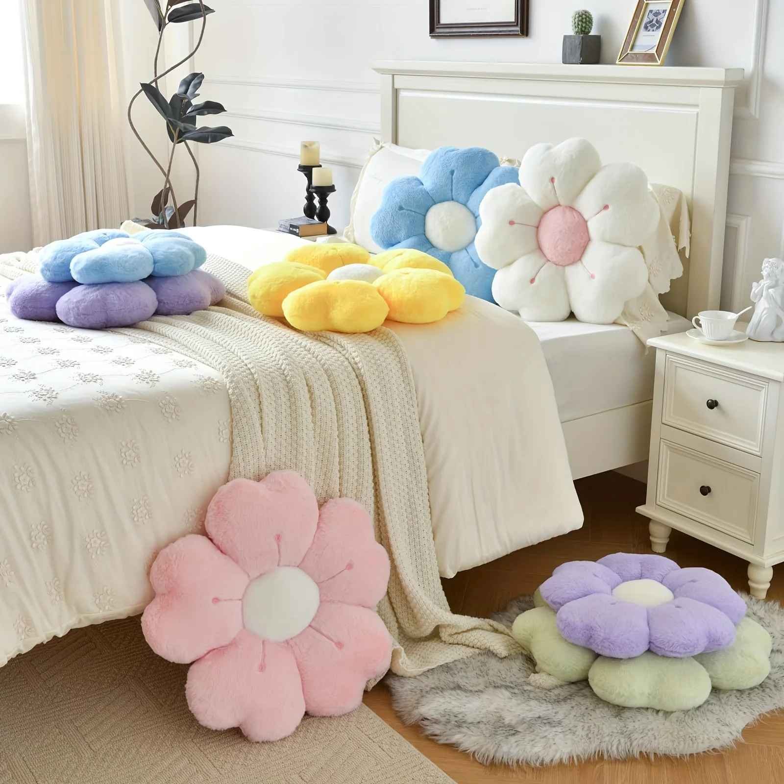 Soft Plush Daisy Flower Throw Pillow