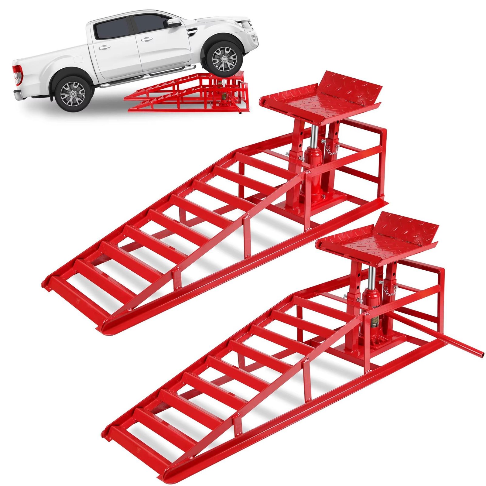 Safer Car Lift Ramps - 5-Ton Hydraulic Stability Home Garage Ramps: Safe 5-Ton Hydraulic Car Lift Drive-Up Hydraulic Ramps - Stable Under-Car Access