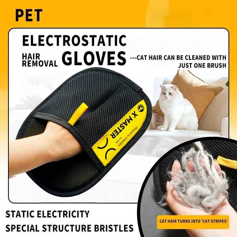 Pet Hair Remover Gloves with 2-in-1 Lint Roller Brush | - Image 2