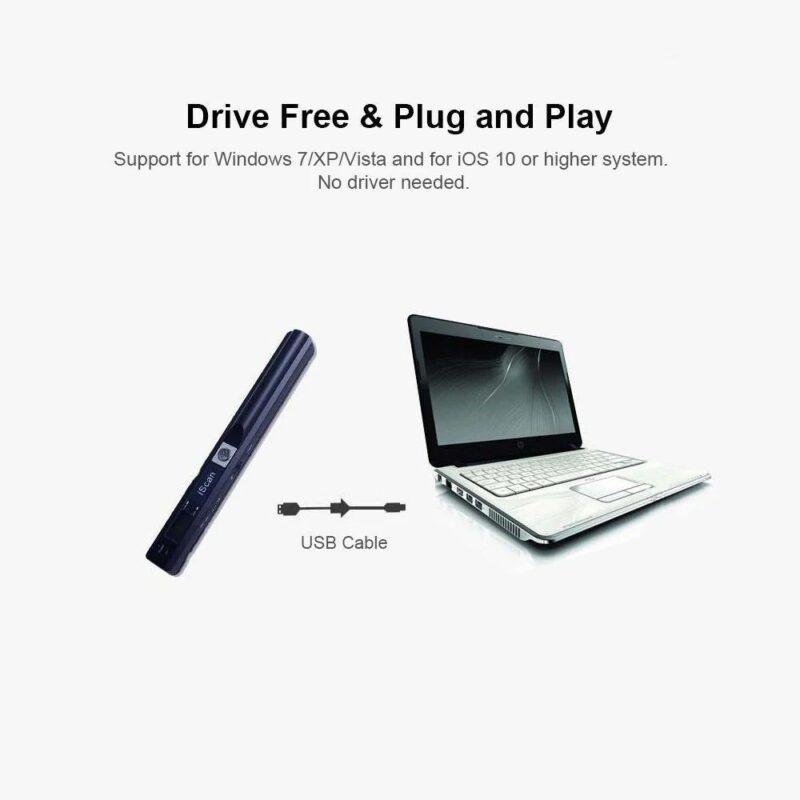 Portable Handheld A4 Scanner with MicroSD Storage and