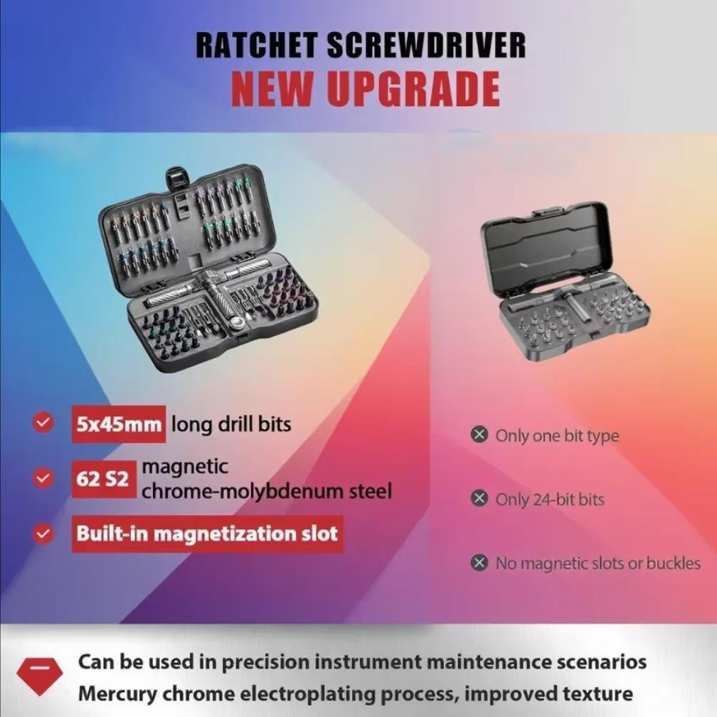 Effortless Repairs: 66-in-1 Ratchet Screwdriver Set PC Builders: Precision Ratchet Screwdriver Kit - 66-in-1 Magnetic 66-in-1 Ratchet Screwdriver for PC & Home Fixes Compact Multifunction Screwdriver Kit - 66 Bits in One 6 Effortless Repairs: 66-in-1 Ratchet Screwdriver Set PC Builders: Precision Ratchet Screwdriver Kit - 66-in-1 Magnetic 66-in-1 Ratchet Screwdriver for PC & Home Fixes Compact Multifunction Screwdriver Kit - 66 Bits in One - Image 6