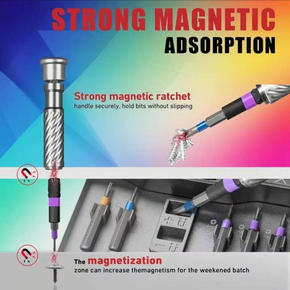 Effortless Repairs: 66-in-1 Ratchet Screwdriver Set PC Builders: Precision Ratchet Screwdriver Kit - 66-in-1 Magnetic 66-in-1 Ratchet Screwdriver for PC & Home Fixes Compact Multifunction Screwdriver Kit - 66 Bits in One 7 Effortless Repairs: 66-in-1 Ratchet Screwdriver Set PC Builders: Precision Ratchet Screwdriver Kit - 66-in-1 Magnetic 66-in-1 Ratchet Screwdriver for PC & Home Fixes Compact Multifunction Screwdriver Kit - 66 Bits in One - Image 7