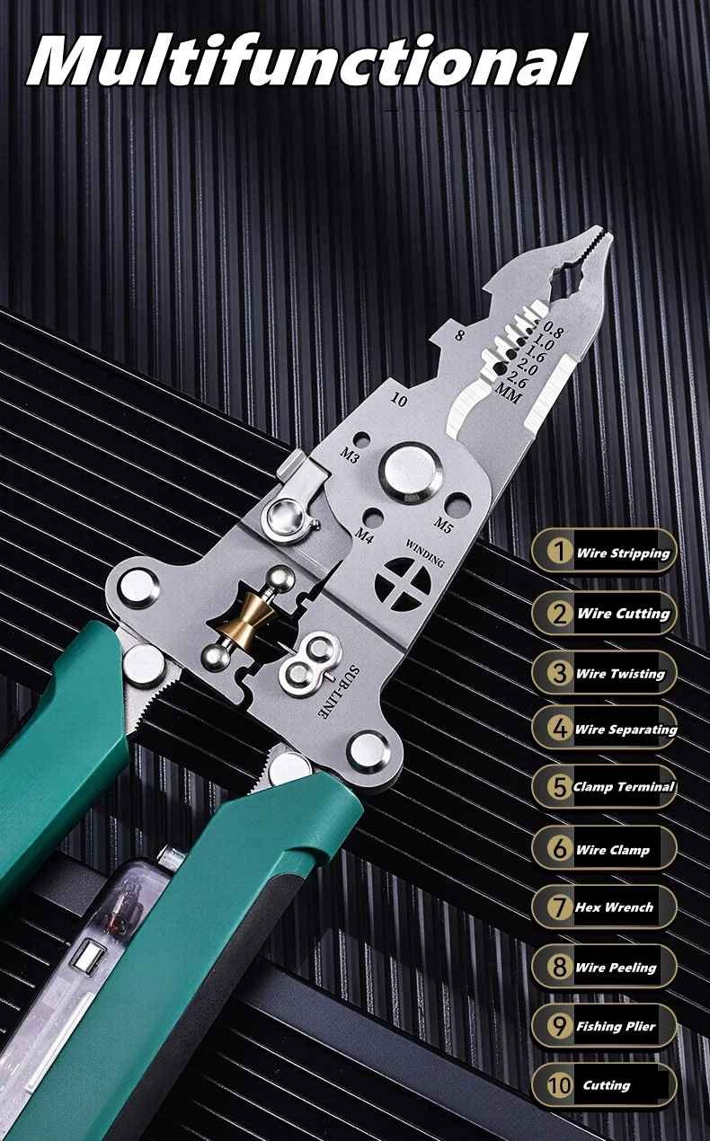 Foldable 4-in-1 Wire Stripper Multi-Tool with Cable Cutter